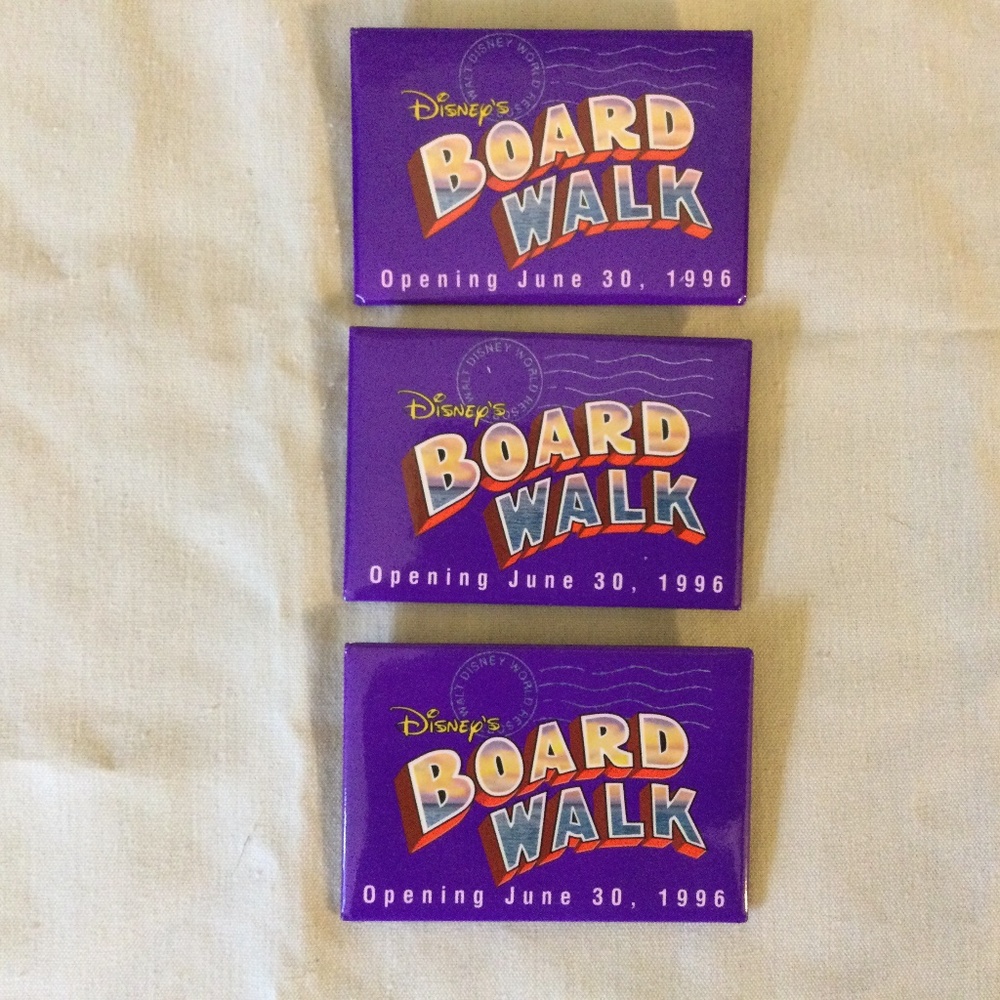 Disney Boardwalk Opening June 30, 1996 Pin Back Set of 3